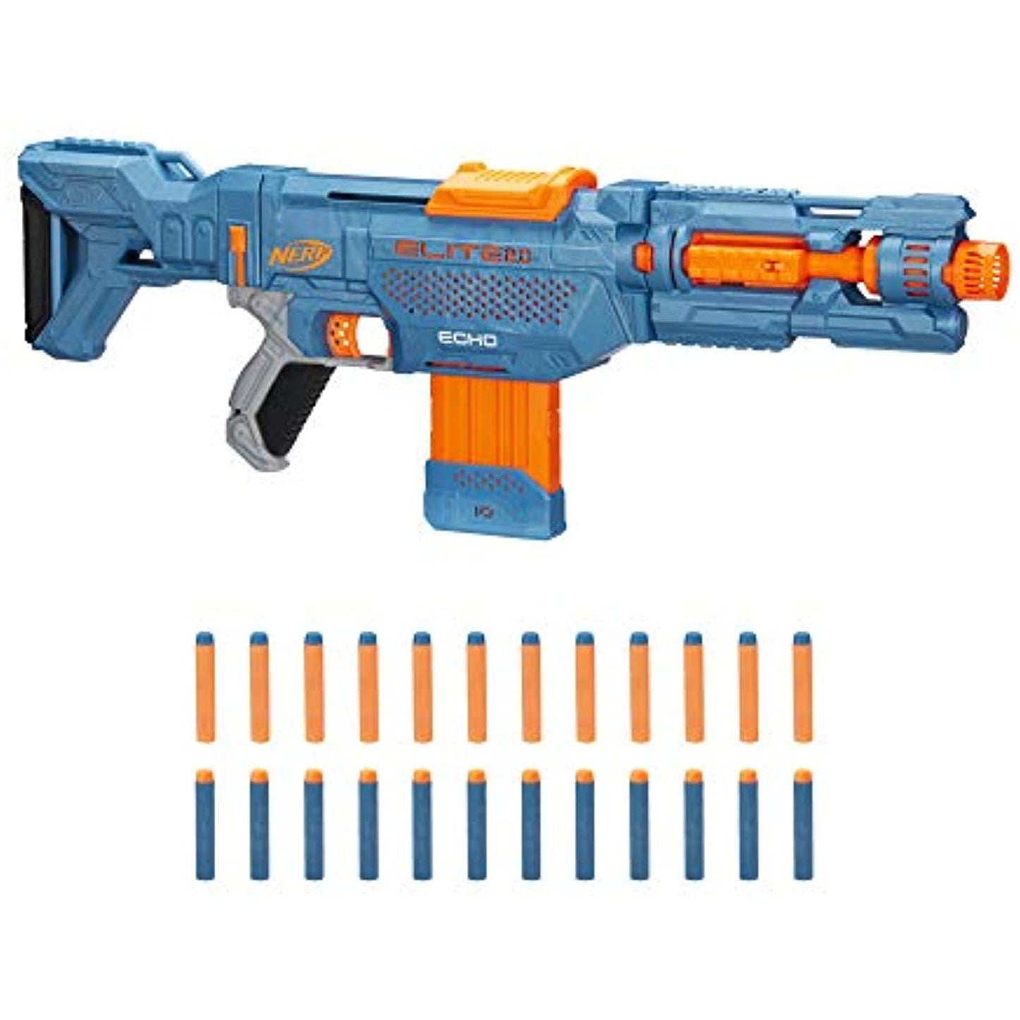 NERF Elite 2.0 Echo CS-10 Blaster -- 24 Official Darts, 10-Dart Clip, Removable Stock and Barrel Extension, 5 Tactical Rails