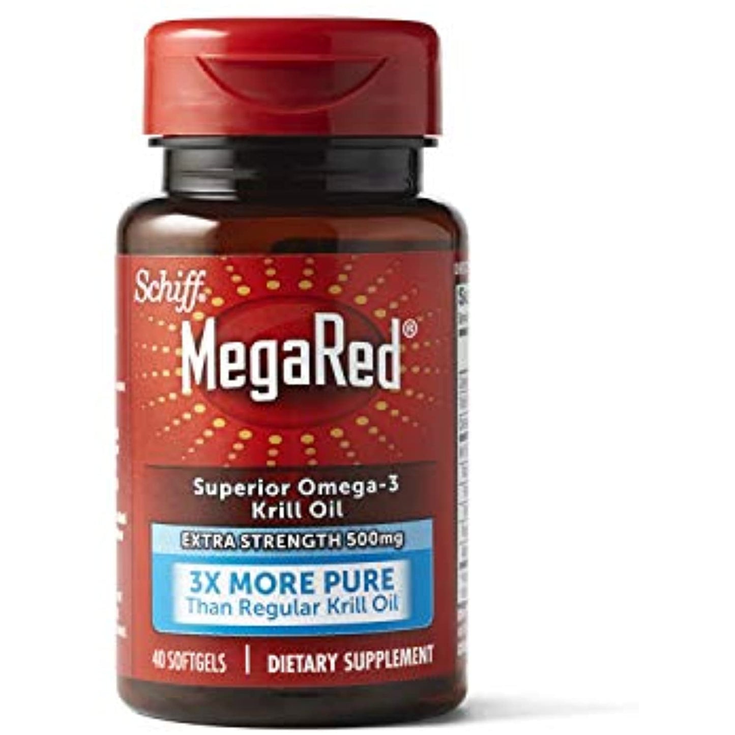 Omega-3 Krill Oil 500mg - Megared Extra Strength softgels (40 count in a Box) - Krill Oil No fishy aftertaste