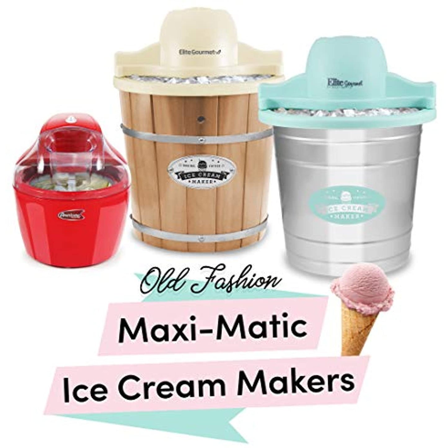 Elite Gourmet EIM-924L 4 Qt. Electric Motorized Maker Ice & Rock Salt, 4Qt.