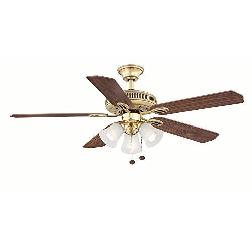 Hampton Bay Glendale 52 in. Indoor Flemish Brass Ceiling Fan with Light Kit