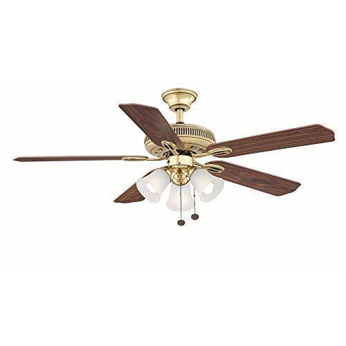 Hampton Bay Glendale 52 in. Indoor Flemish Brass Ceiling Fan with Light Kit