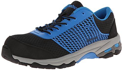 Reebok Work Men's Heckler RB4620 Industrial and Construction Shoe, Black/Blue Trim, 9.5 W US