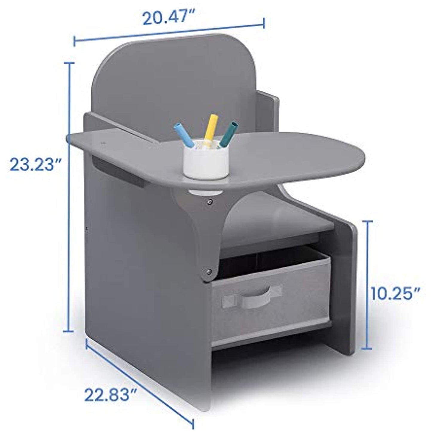 Delta Children MySize Chair Desk with Storage Bin, Grey (open box)