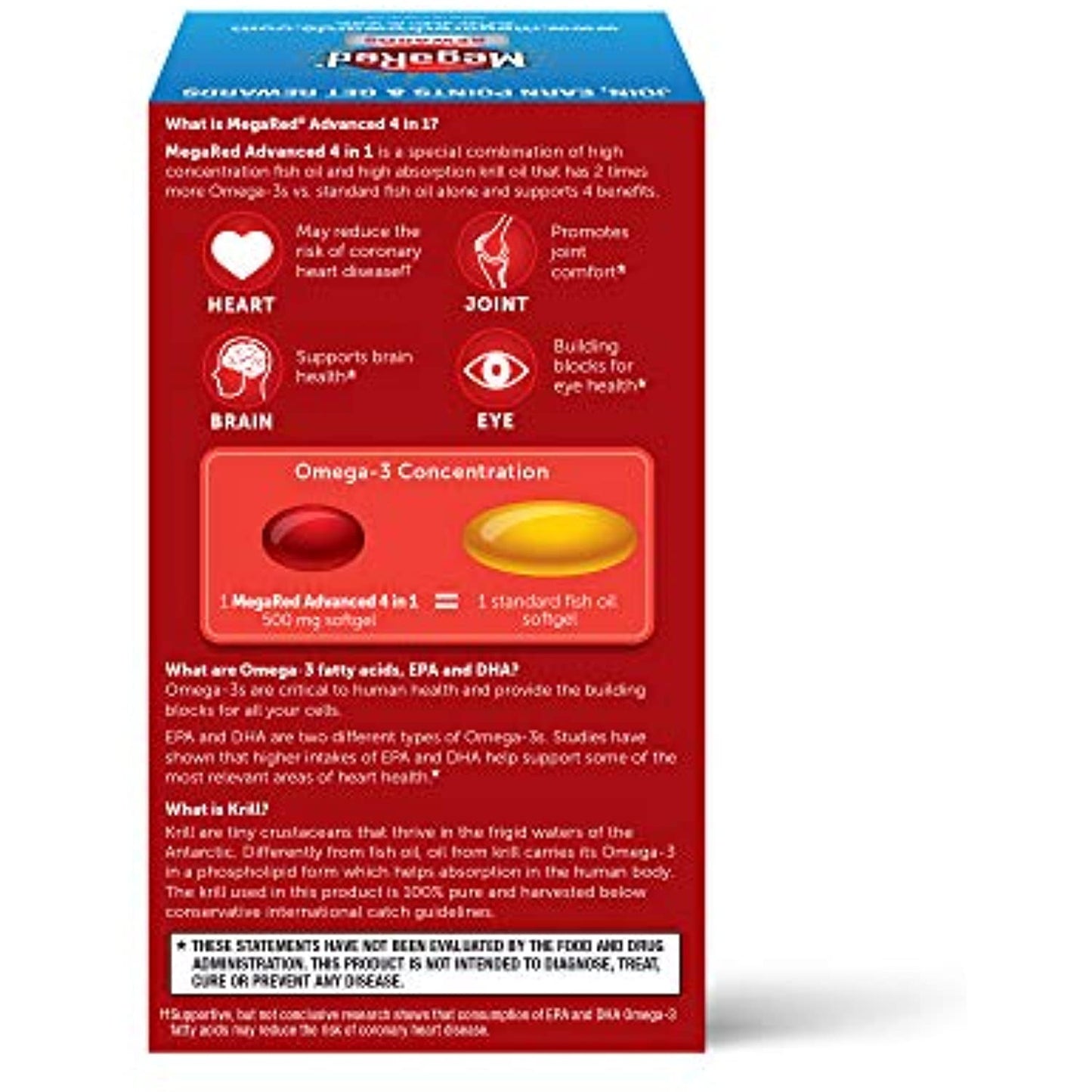 Megared Advanced 4in1 Softgels - Omega-3 Fish Oil + High Absorption Krill Oil Supplement 500mg (80 Count In A Bottle), Concentrated Omega-3 Fish & Krill Oil Supplement