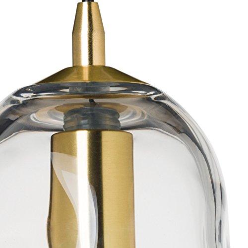 Casamotion Pendant Lighting Handblown Glass Drop ceiling lights, Organic Contemporary Style Hanging Light, Clear Glass Shade, Brushed Brass Finish, 1 Light