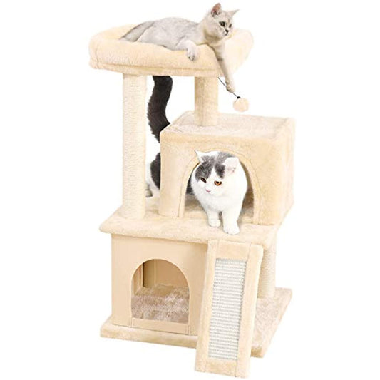 PAWZ Road Cat Tree Luxury Cat Tower with Double Condo, AWJ0420M Beige - Preowned