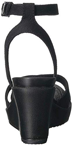 Crocs Women's Leigh II Cross-Strap Ankle Wedge Sandal, Black/Black, 7 M US
