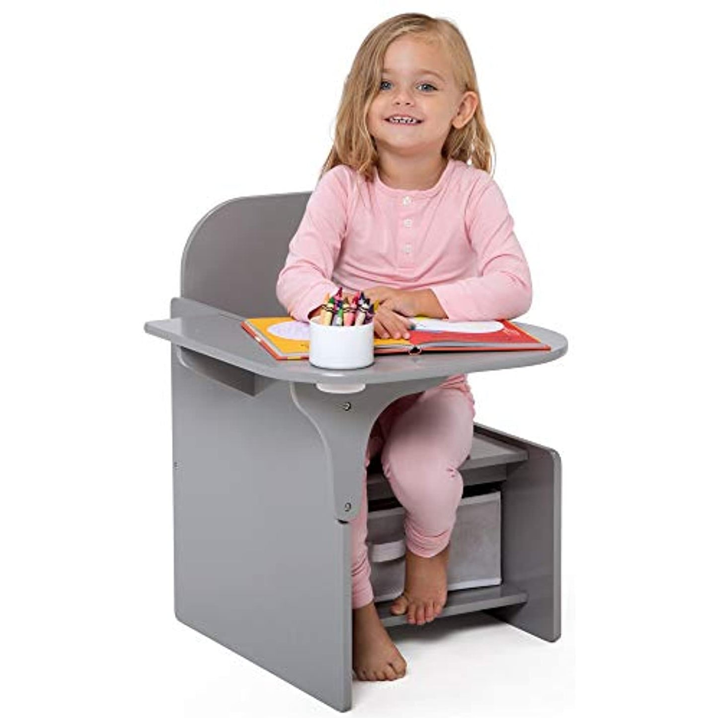 Delta Children MySize Chair Desk with Storage Bin, Grey (open box)