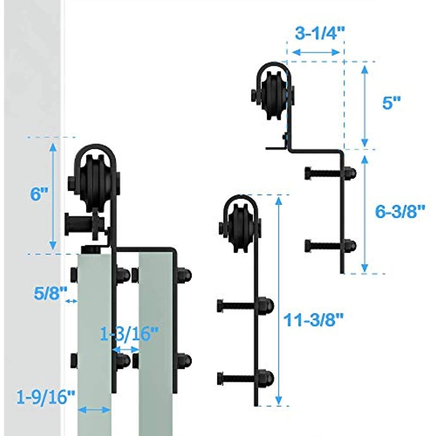 ZEKOO Sliding Barn Door Hardware Kit, Low Ceiling (11 FT Single Track Bypass)