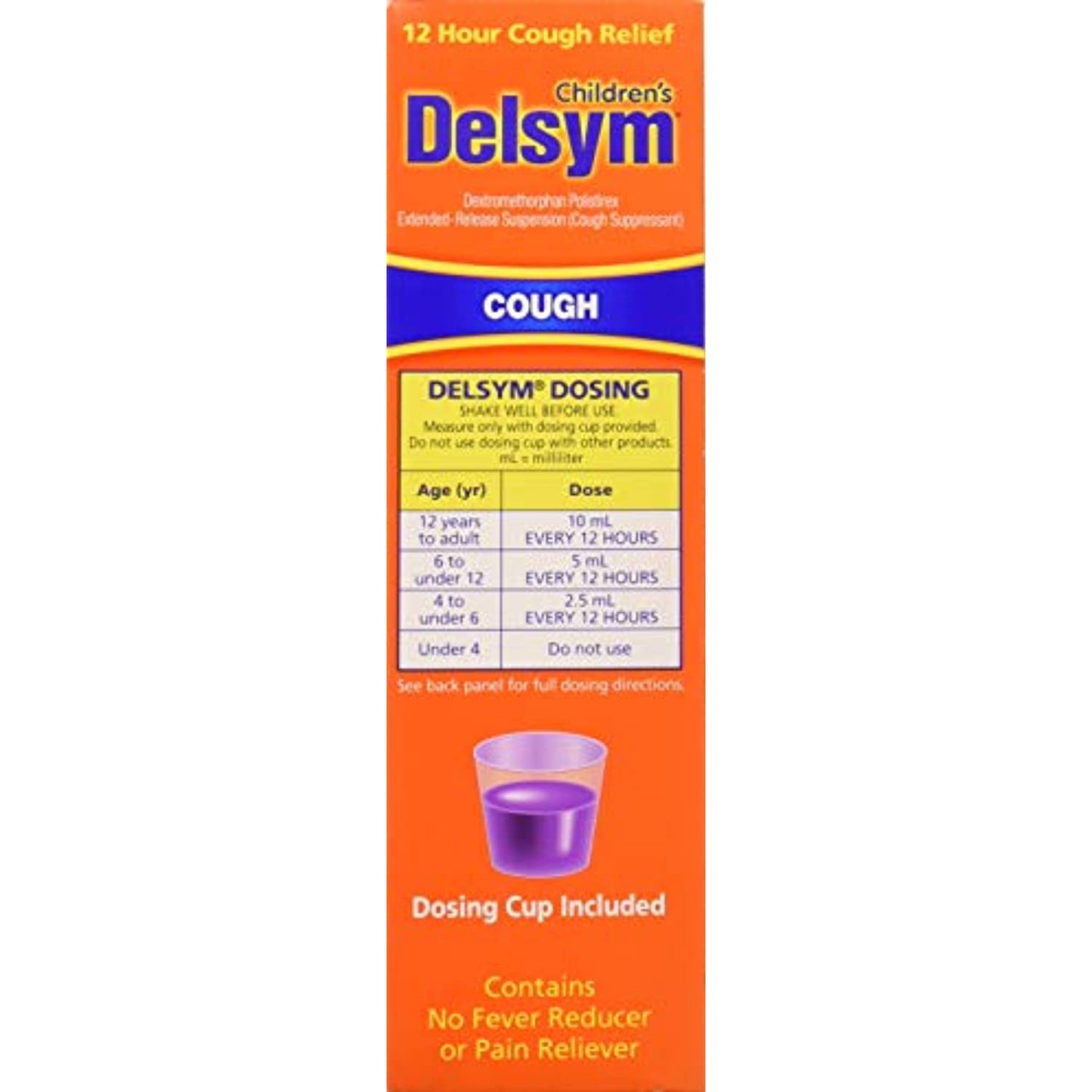 Delsym 12 Hour Cough Relief Alcohol Free Grape Flavored Liquid Cough Suppressant, 5 Fl Oz (Pack of 2)