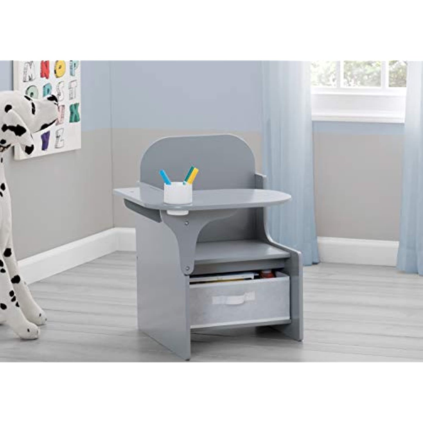 Delta Children MySize Chair Desk with Storage Bin, Grey (open box)