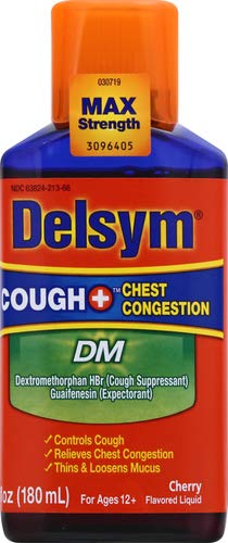 Delsym Cough Plus Chest Congestion DM Relief Cherry Taste Liquid - 6 fl oz 11/24