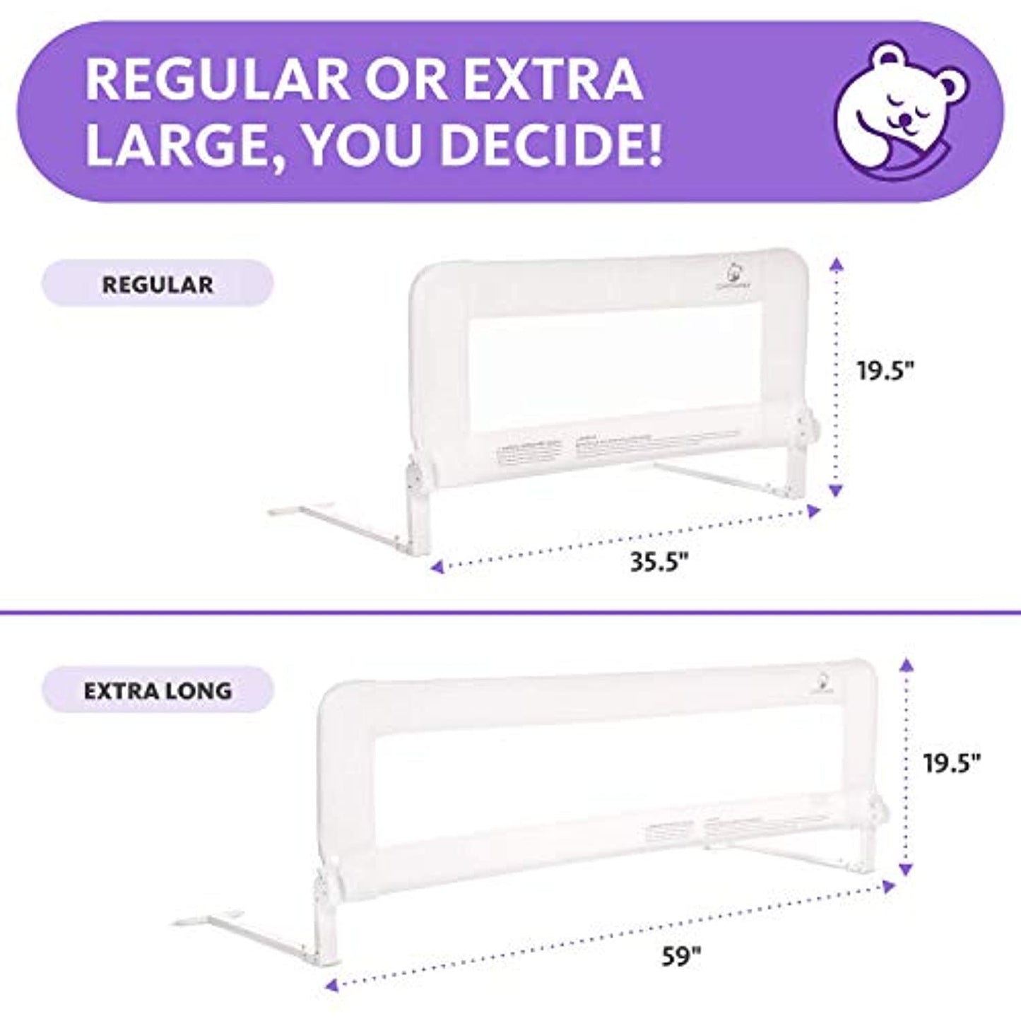 Toddler Bed Rail Guard for Kids Twin, by ComfyBumpy (White) - OPEN BOX