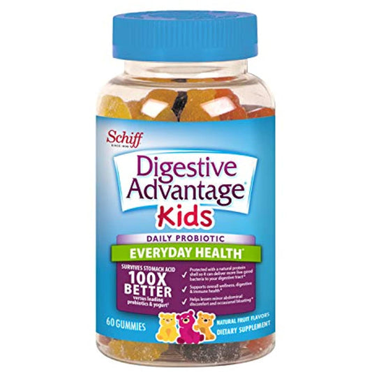 Digestive Advantage, Probiotic Gummy for Kids, Digestive Advantage 60 gummies, Gluten-Free, Survives 100x Better, Assorted Fruit Flavors,Supports Digestive Health in Children