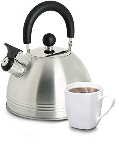 Mr. Coffee Carterton Stainless Steel Whistling Tea Kettle, 1.5-Quart, Mirror