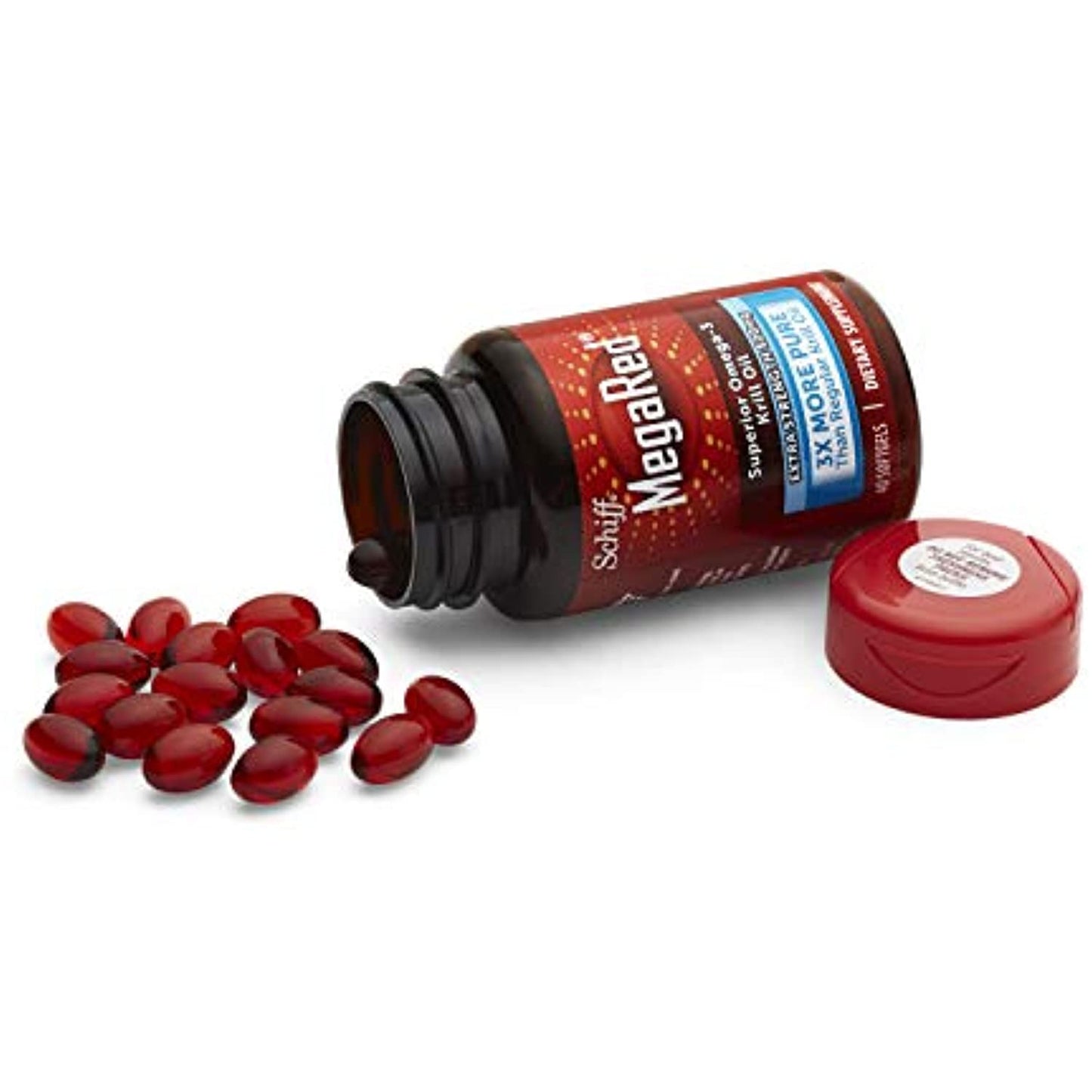 Omega-3 Krill Oil 500mg - Megared Extra Strength softgels (40 count in a Box) - Krill Oil No fishy aftertaste