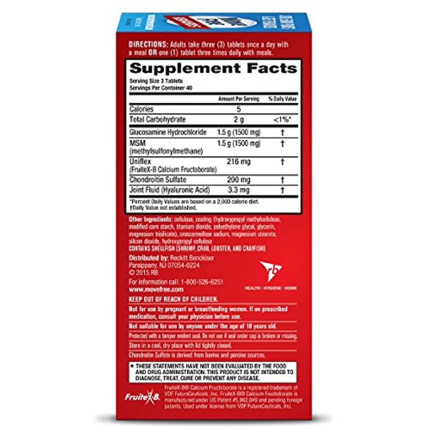 Move Free Advanced Plus MSM, 120 tablets - Joint Health Supplement with Glucosamine and Chondroitin