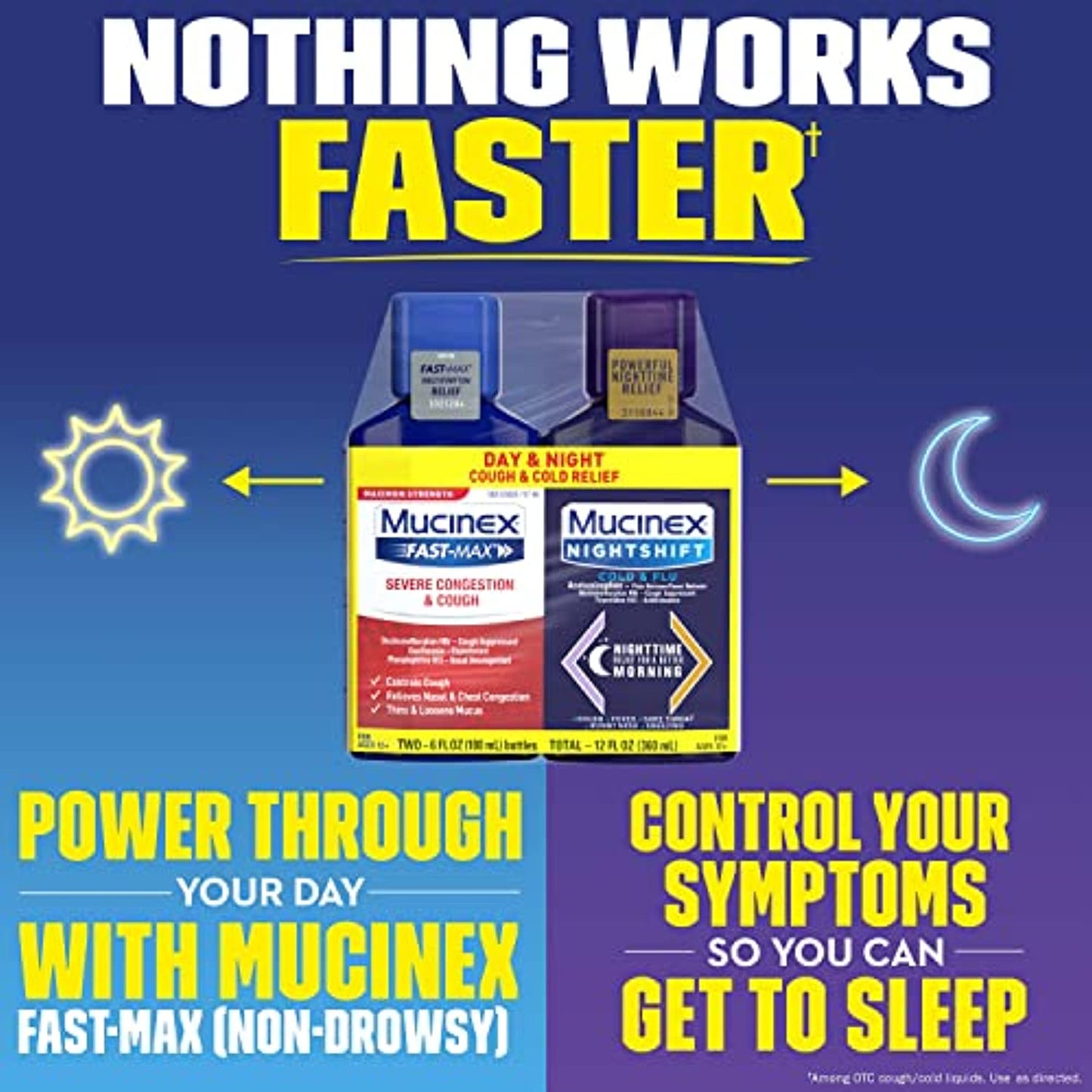 Mucinex Maximum Strength Severe Congestion & Cough & Nightshift Cold & Flu Liquid For Multi-Symptom Relief, 6 Fl Oz (Pack of 2)