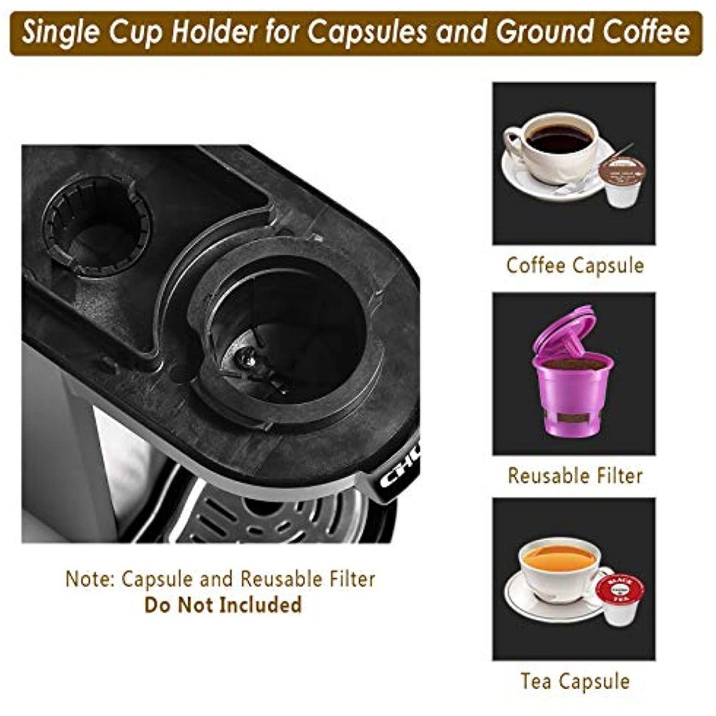 CHULUX Single Kcup Serve Coffee Maker Brewer with 12 Oz Reservoir, Black *USED*