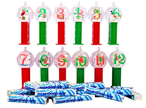 Pez 12 Days Of Christmas Themed Dispenser Ornaments With Sugar Cookie Flavored