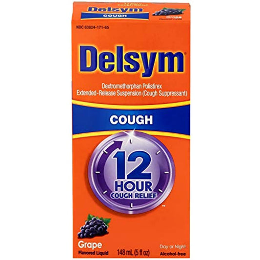 Delsym Adult Cough Suppressant Liquid, Grape Flavor, 5 Ounce