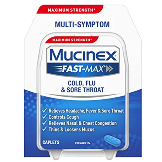 Mucinex Fast-Max Cold, Flu, & Sore Throat Caplets, 20ct