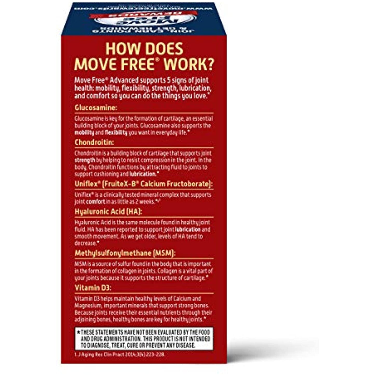 Move Free Advanced Glucosamine Chondroitin MSM Vitamin D3 and Hyaluronic Acid Joint Supplement, 80 count (pack of 1) (11878)