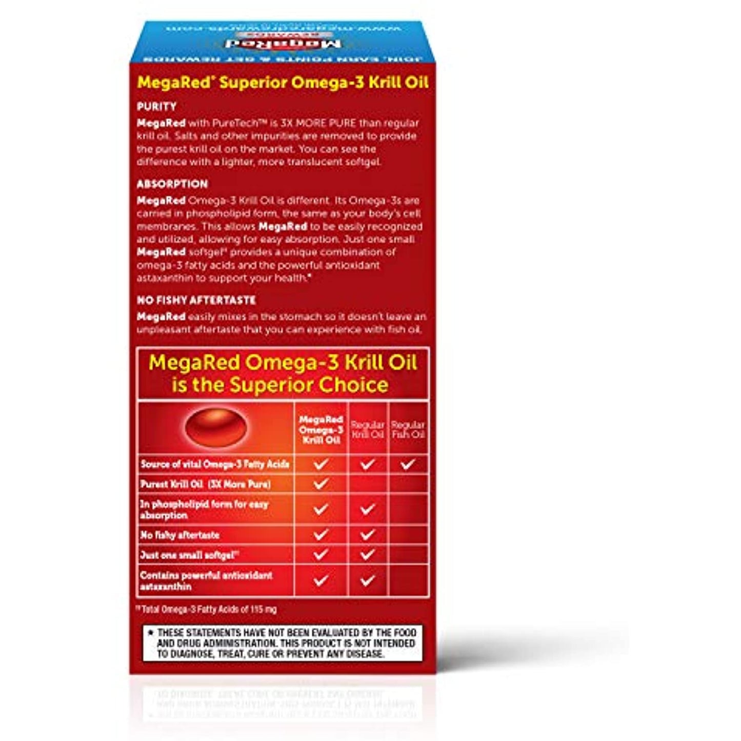 Omega-3 Krill Oil 500mg - Megared Extra Strength softgels (40 count in a Box) - Krill Oil No fishy aftertaste