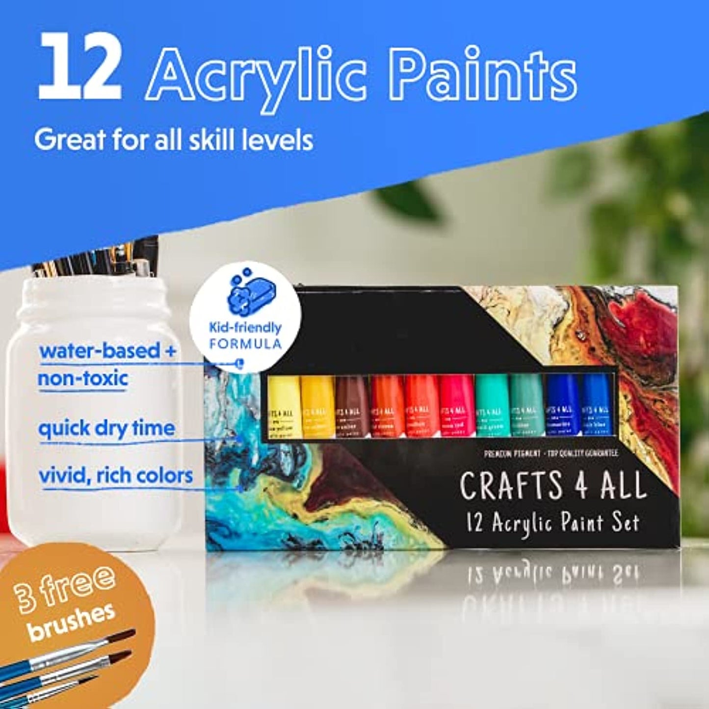 Crafts 4 All Acrylic Paint Sets 12 Sets of 12 Count Craft Paint Sets