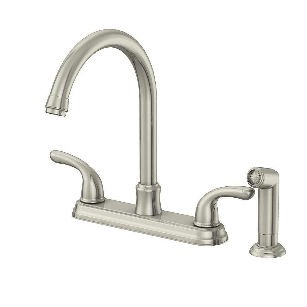 Glacier Bay 67552-1008D2 Builders 2-Handle Faucet w/Sprayer in Stainless Steel