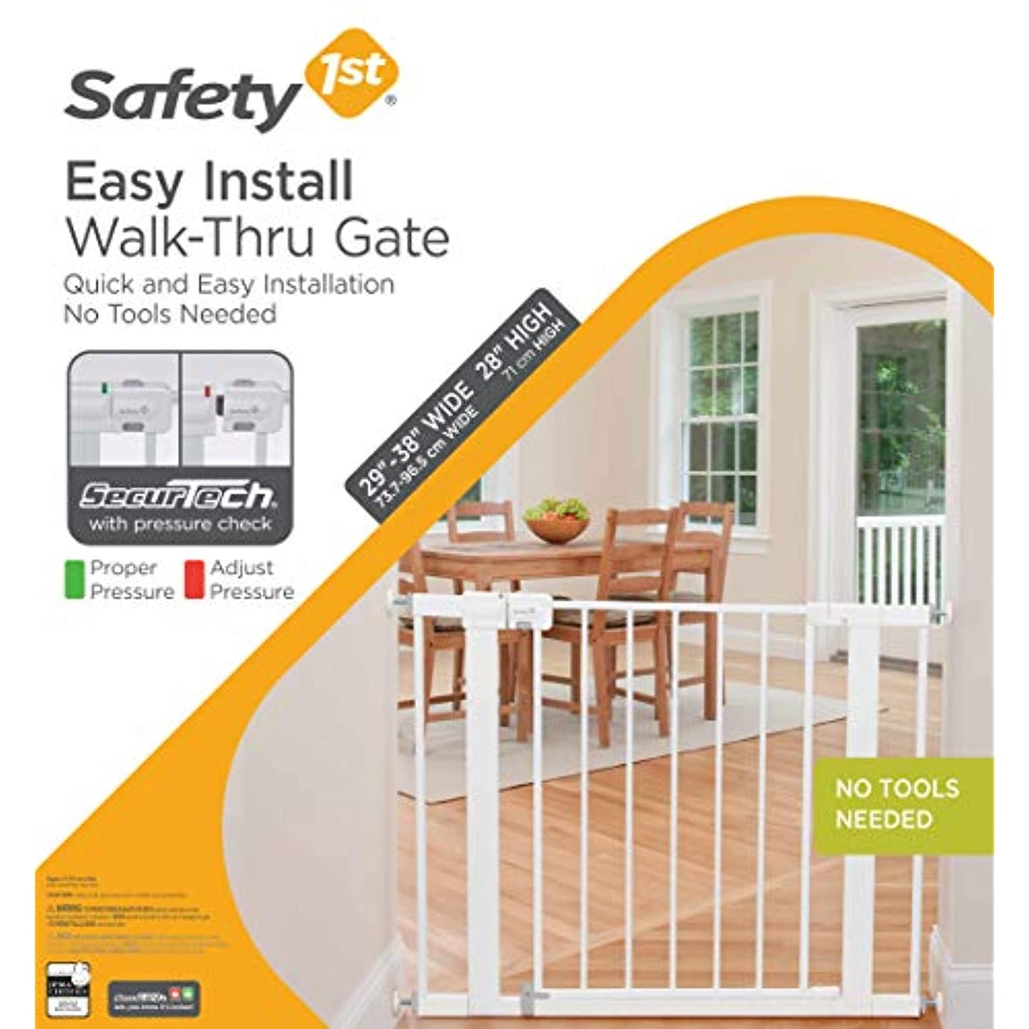 Safety 1st Easy Install Metal Baby Gate with Pressure Mount Fastening, White NEW