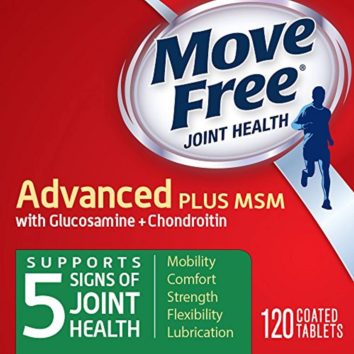 Move Free Advanced Plus MSM, 120 tablets - Joint Health Supplement with Glucosamine and Chondroitin
