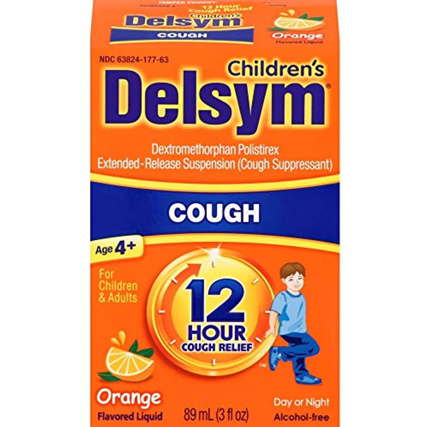 Delsym Children's 12 Hr Cough Relief Liquid, Orange, 3oz