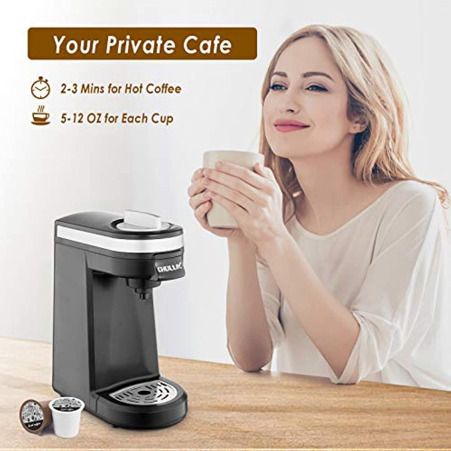 CHULUX Single Kcup Serve Coffee Maker Brewer with 12 Oz Reservoir, Black *USED*