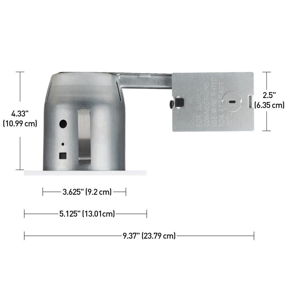 Globe Electric 4" LED IC Rated Die-Cast Swivel Baffle Square Trim Recessed Lighting Kit, White, Easy Install Push-N-Click Clips, LED Bulb Included, 3.88" Hole Size 90738