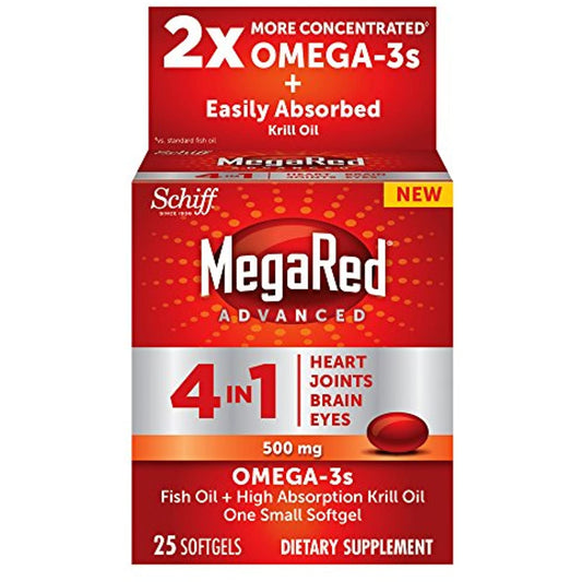 MegaRed Advanced 4 in 1 2x Concentrated Omega , 25 Count No Box 5/22