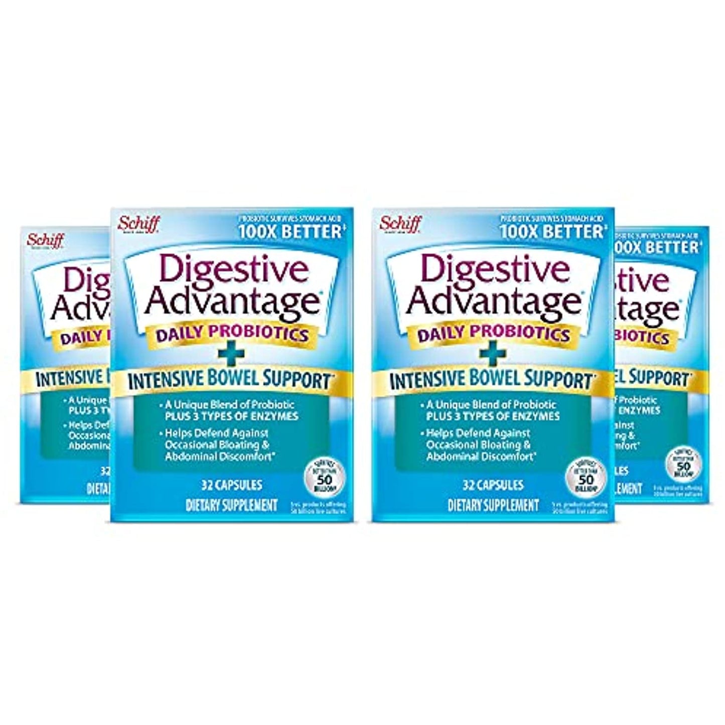Digestive Advantage Intensive Bowel Support, 32 Capsules ( Pack of 4)