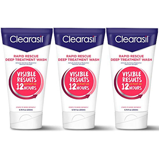 Clearasil Rapid Rescue, Deep Treatment Wash 6.78 oz (Pack of 3) EXP 10/22