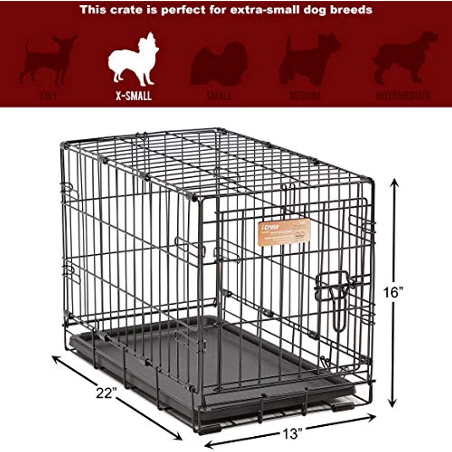 Midwest Folding Dog Crate - Extra Small, Black, 22L x 13W x 16H (USED)