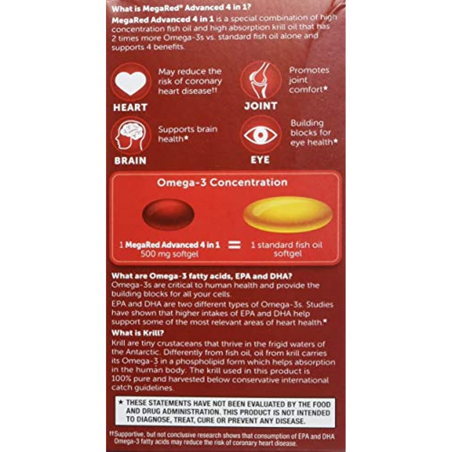 MegaRed Advanced 4in1 500mg, 40 Softgels EXP: 10/22 and up NO BOX