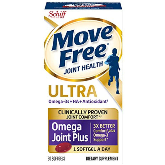Omega-3s Plus HA & Antioxidant, Move Free Ultra Omega (30 Count In A Box), Joint Health Supplement with Omega-3 Krill Oil and Hyaluronic Acid