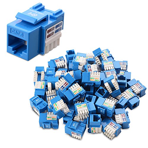 Cable Matters UL Listed 50-Pack Cat6 RJ45 Keystone Jack in Blue and Keystone