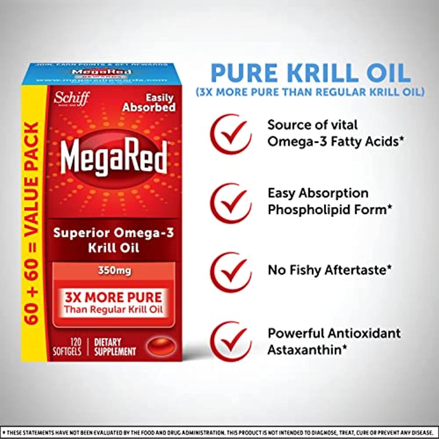 Schiff MegaRed 350mg Krill Oil - 120 Softgels EXP 10/22 No Box