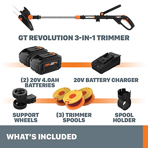 WORX WG170.1 12" Grass Trimmer/Edger/Mini-Mower 2 20V 4.0Ah Batteries & Charger