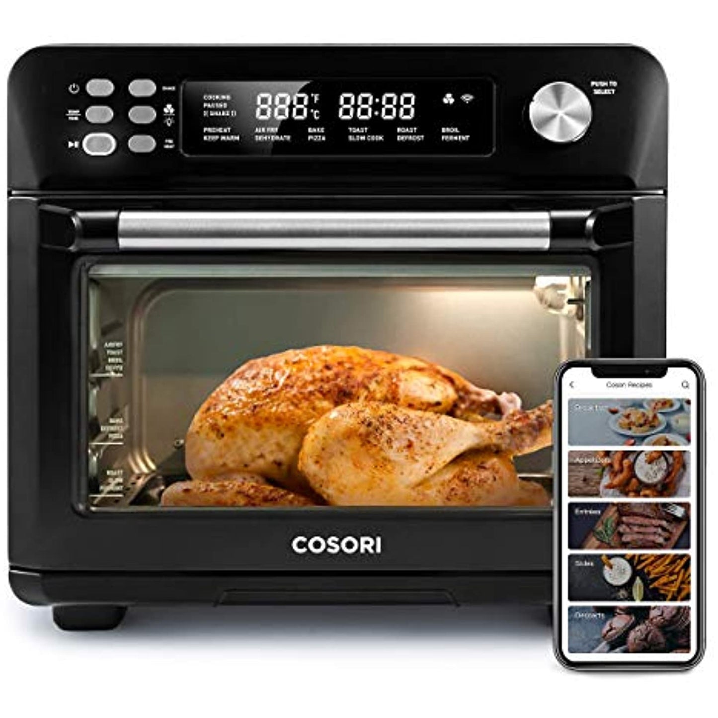 COSORI Smart 12-in-1 Air Fryer Toaster Oven Combo, BLACK, (USED- PREOWNED)