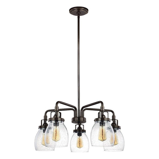 Sea Gull Lighting 3114505-782 Belton Five-Light Chandelier with Clear Seeded Glass Shades, Heirloom Bronze Finish