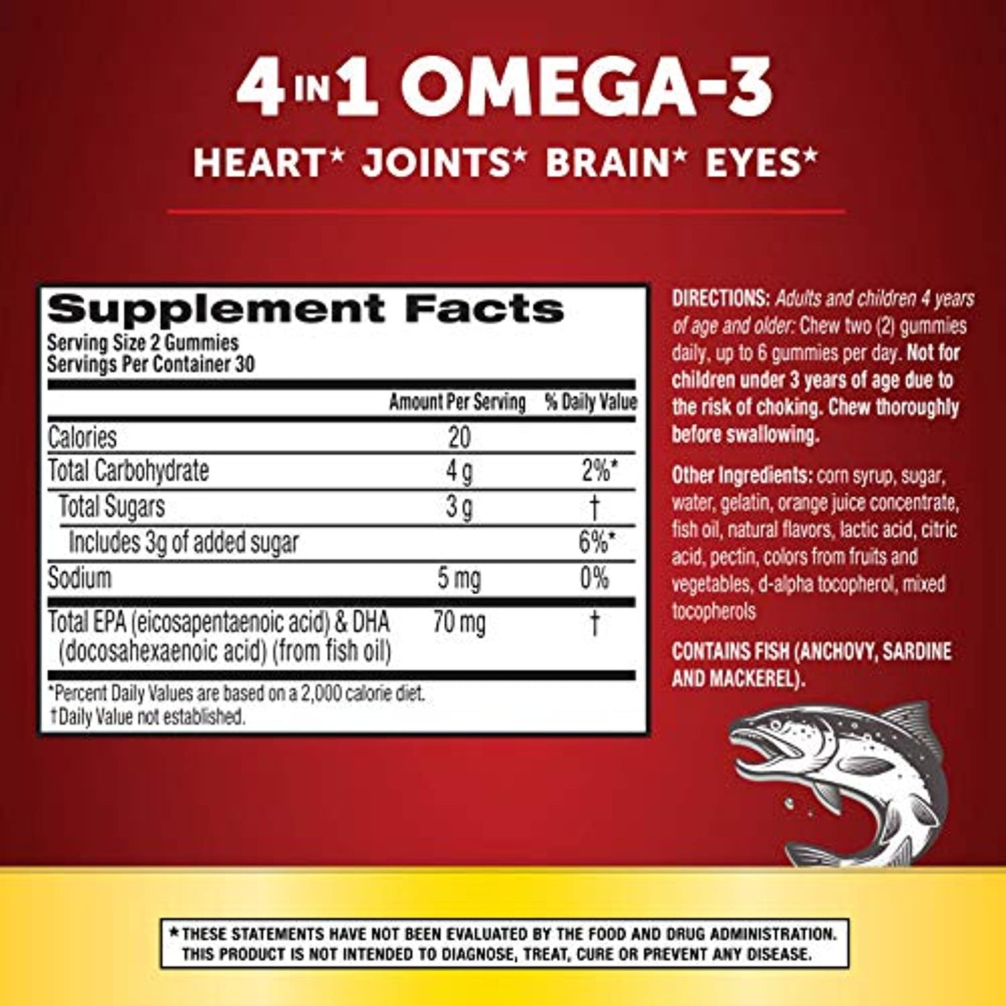 Omega-3 Advanced 4in1 Watermelon & Orange Flavored Gummies, MegaRed (60 Count in A Bottle), Omega-3s for Heart, Joints, Brain & Eye Health*, EPA, DHA, Fish Oil