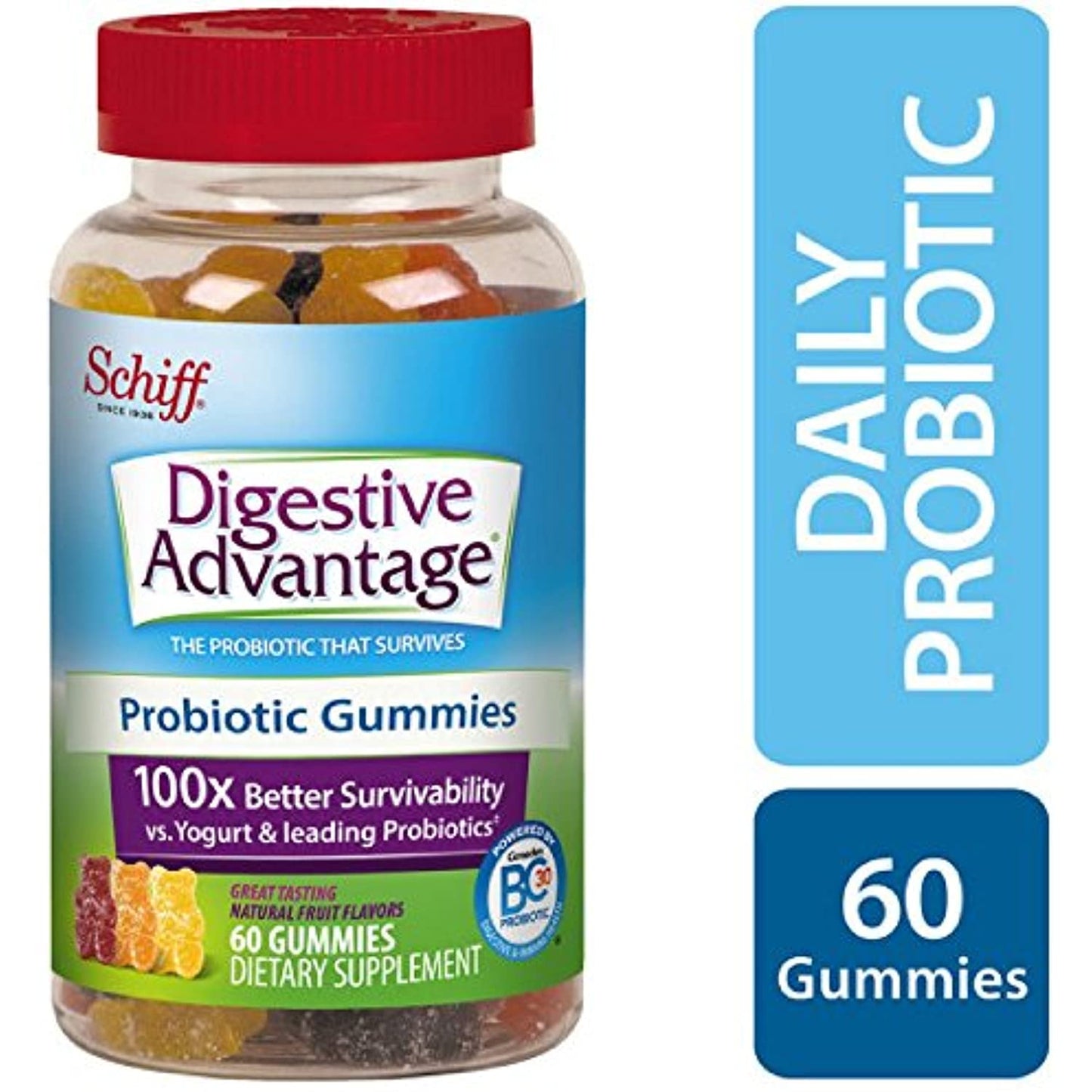 Digestive Advantage Probiotic Gummies, 60 count (Pack of 2) EXP 7/22 Distressed