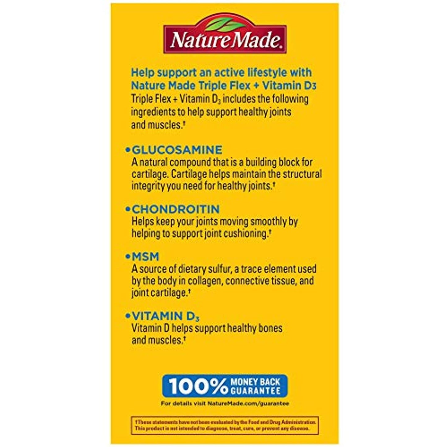 Nature Made TripleFlex Triple Strength Caplets with Vitamin D3, 120 Count for