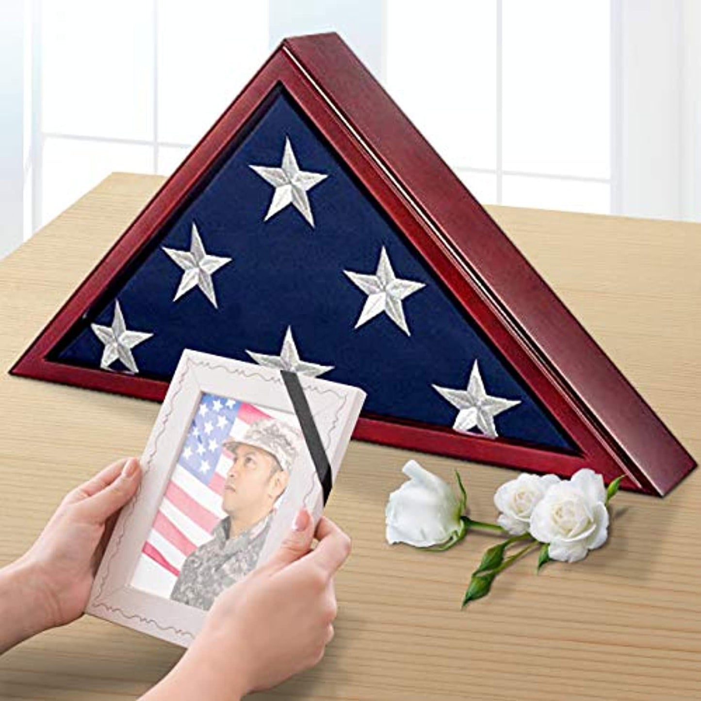 SmartChoice Flag Case for American Burial Flag (Flag Not Included) Mahogany